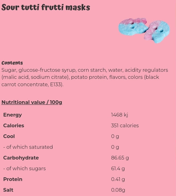 Sour tutti frutti masks - per. 100 grams