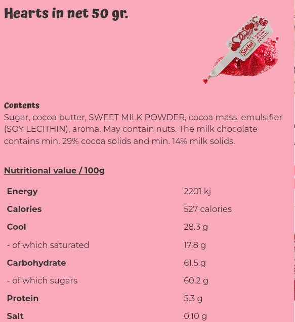 Heart in net 50gr Chocolate - Per. net