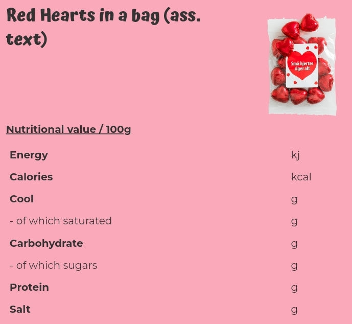 Red Hearts in a bag - per. bag