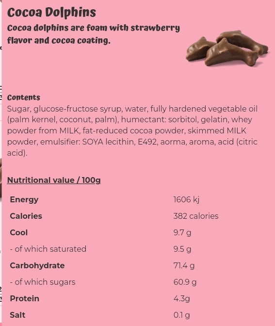Cocoa Dolphins - per 100 grams