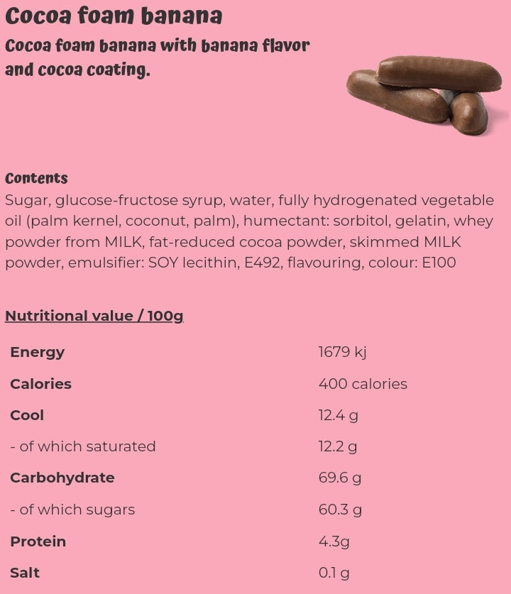 Cocoa foam banana - per 100 grams