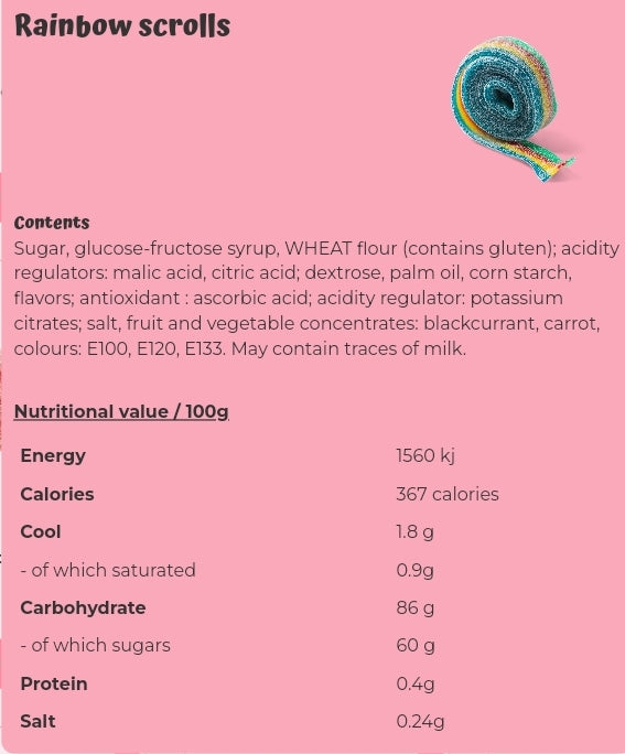 Rainbow scrolls  - per. 100 grams
