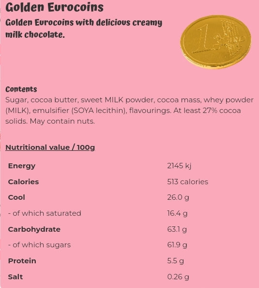 Golden Eurocoins - per 100 grams
