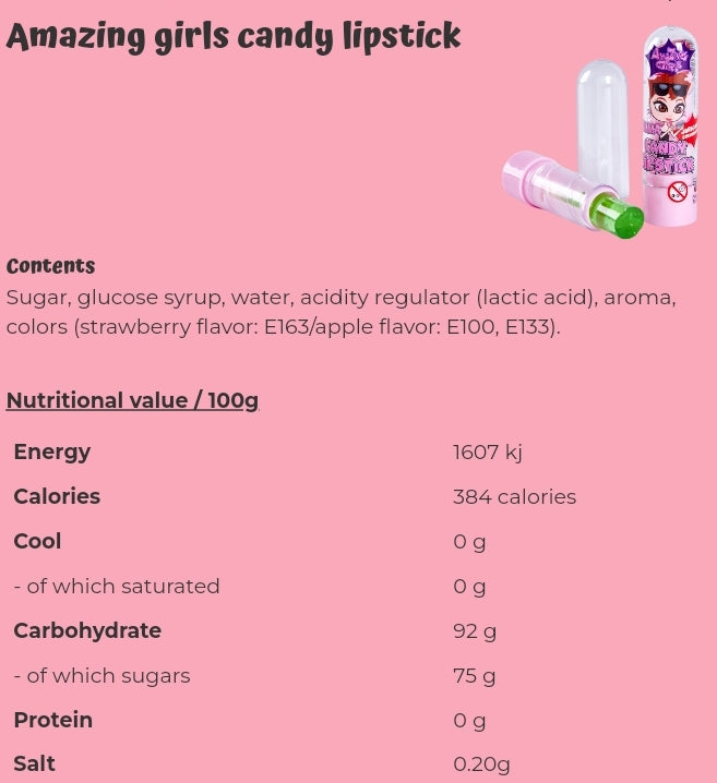 Amazing girls candy lipstick - per PCS