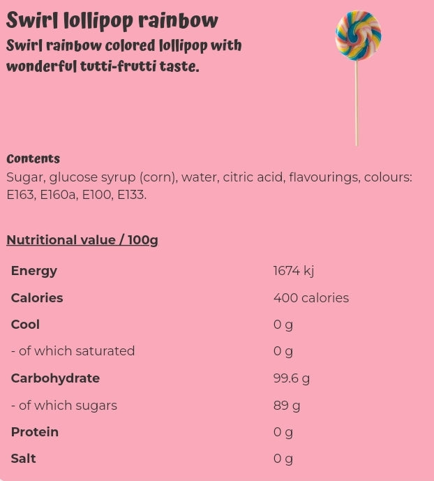 Swirl lollipop rainbow - per. PCS