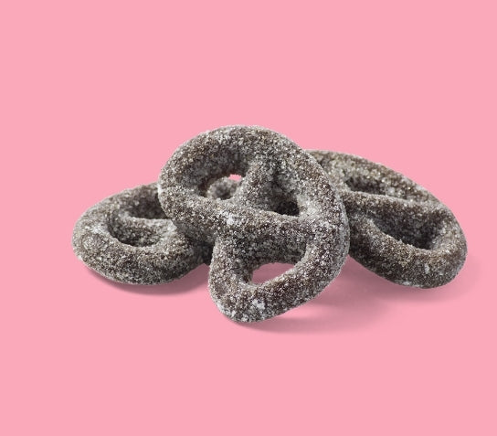 Licorice pretzels - per 100 grams