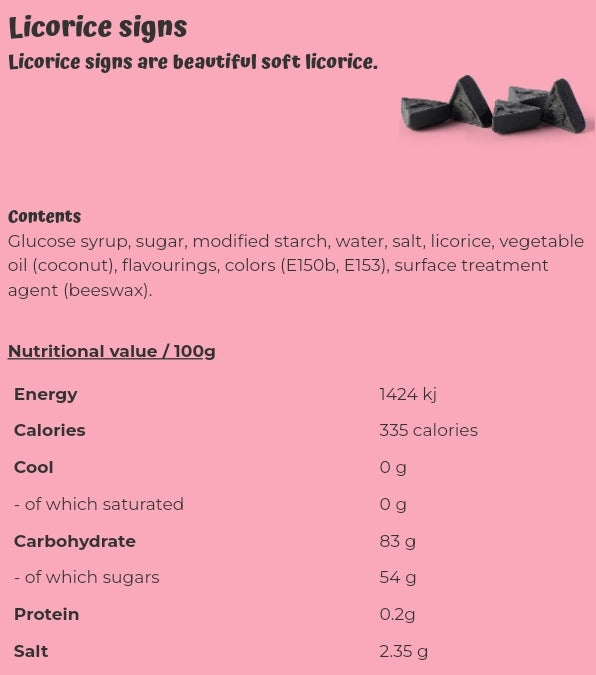 Licorice signs - per 100 grams