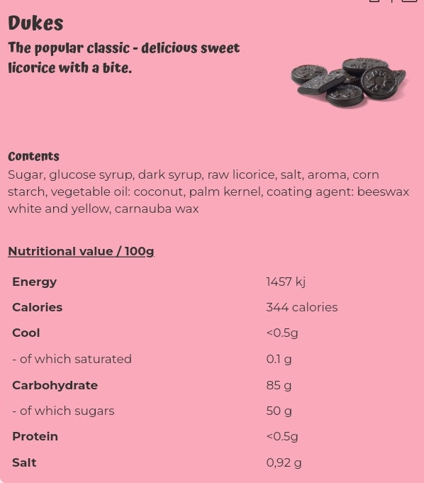Dukes - per 100 grams