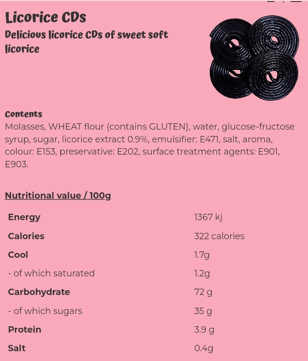 Licorice CDs - per 100 grams