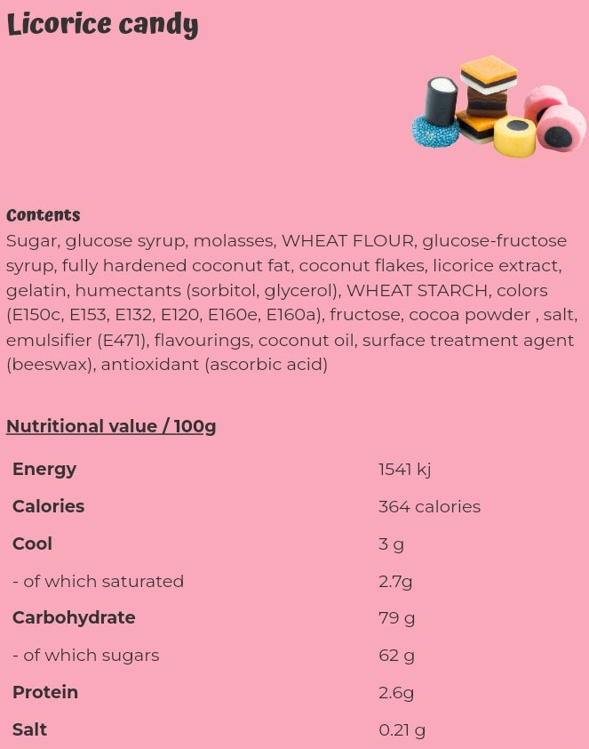 Licorice candy - per 100 grams
