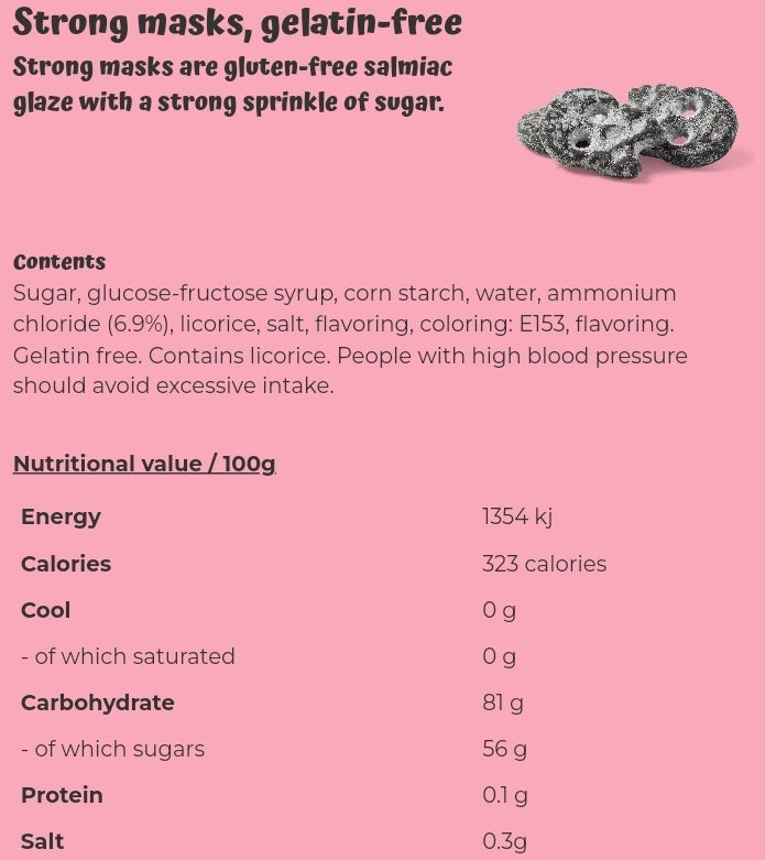 Strong masks, gelatin-free  - per. 100 grams