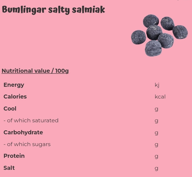 Bumlingar salty salmiak - per 100 grams