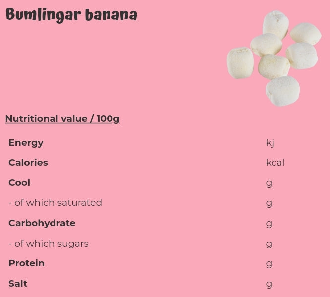 Bumlingar banana - per 100 grams